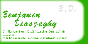 benjamin dioszeghy business card